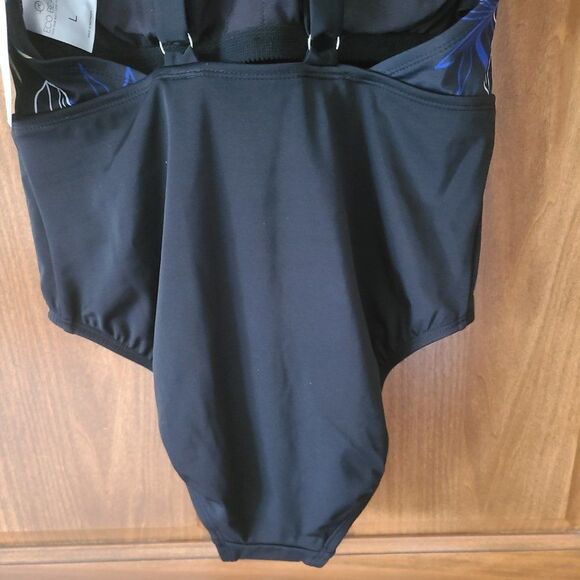 Eco Beach Women's High Neck One-Piece Swimsuit Color Black/Multi Size Large NWT - Picture 8 of 16